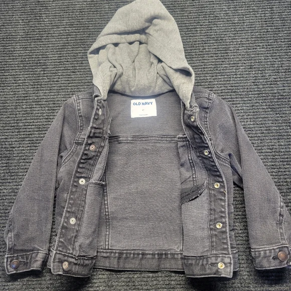 Old Navy Gray Kids Denim Jacket with Hood - Picture 5 of 5